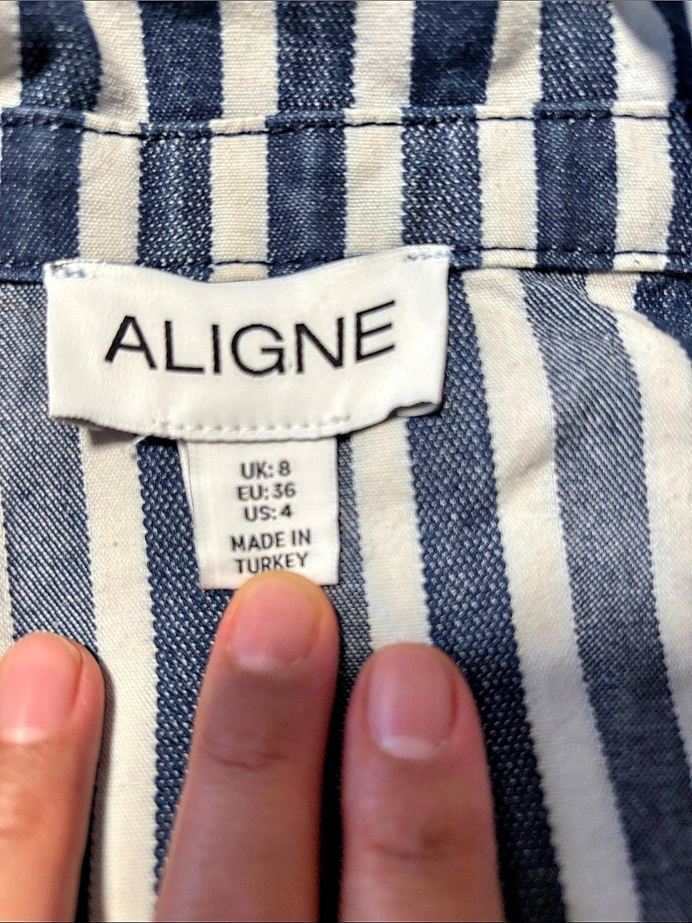 ALIGNE Peg Stripe Collared Sleeveless Top Blue & White Size 4 - Picture 4 of 10